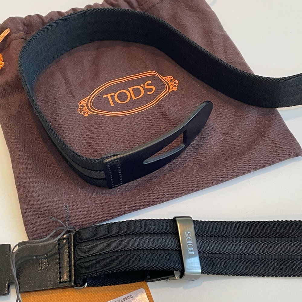 Tod’s canvas and leather men’s belt NWT